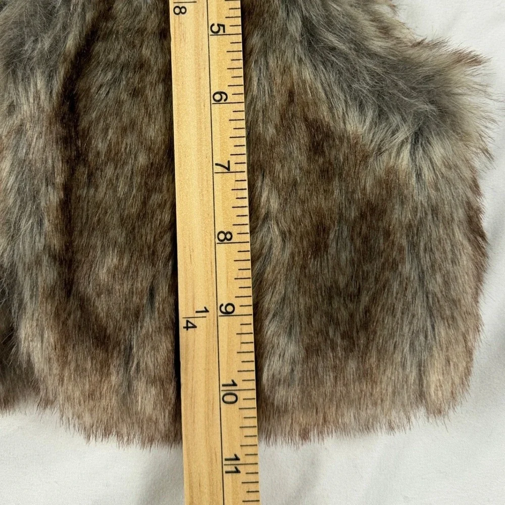 Toddler Girls Faux Fur Vest Brown Floral Lined Boho Cottagecore Gilet 24M